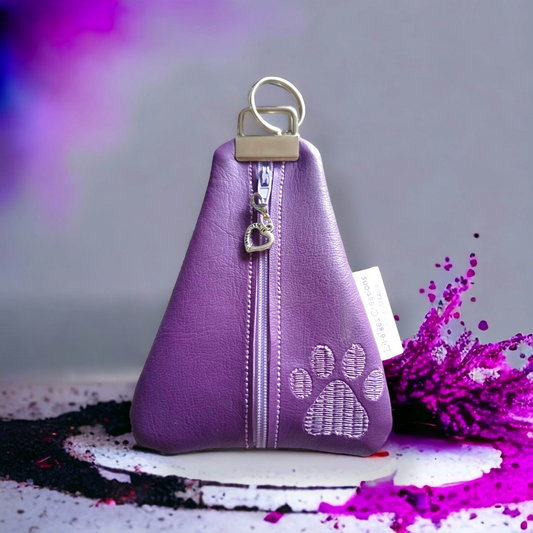 Lil-aiges Creations Purple Triangle Paw Themed Coin Purse.