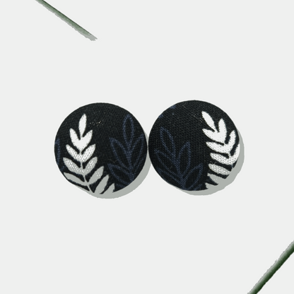 New Zealand fern themed fabric button earrings - Lil-aiges Creations - Quality Australian-made Gifts