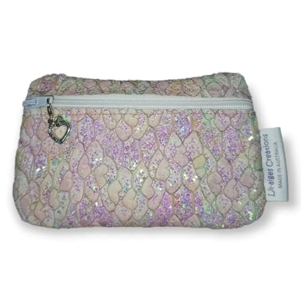 READY TO POST - Pink faux lace themed vinyl coin purse, made in Australia - Image #2