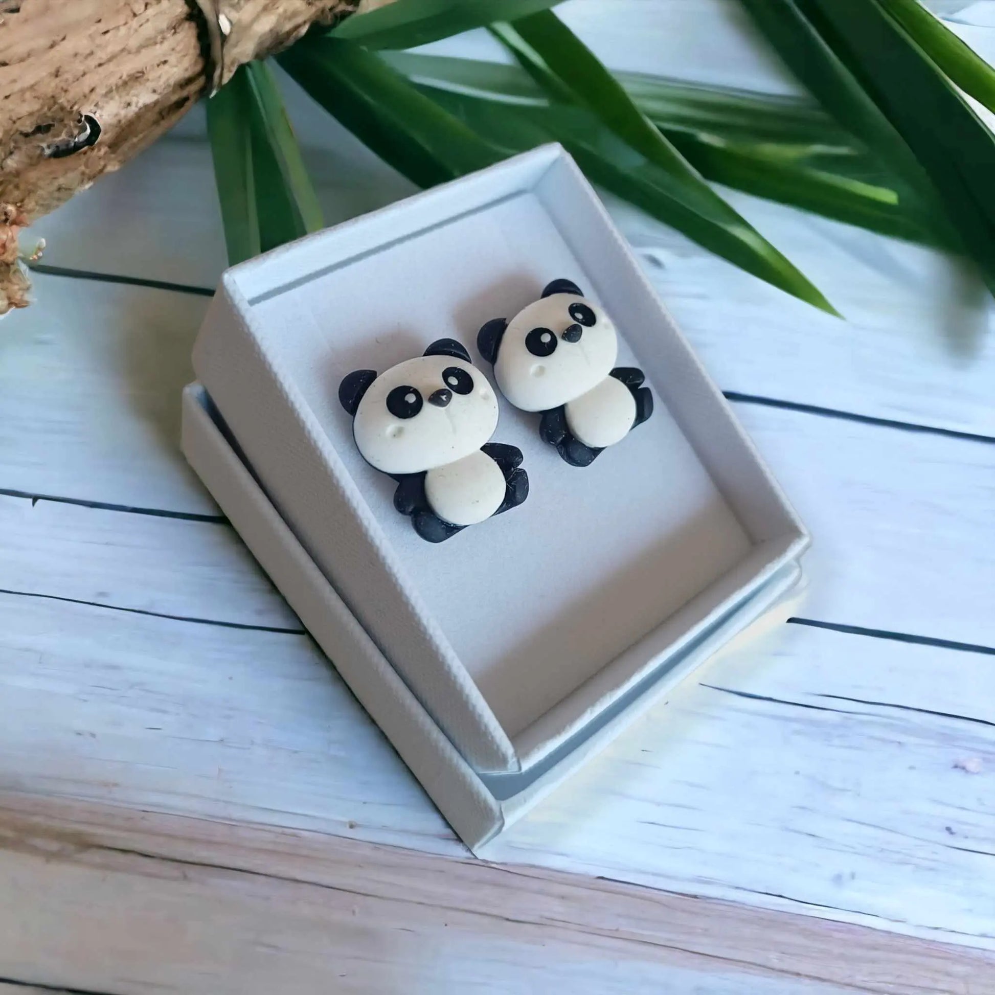 READY TO POST | Black and White Panda Resin Earrings - Image #3