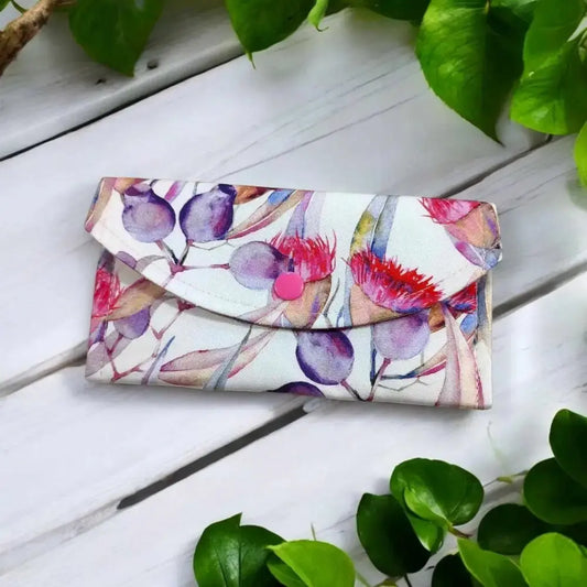 Australian Floral Fabric Coin & Card Holder - Compact