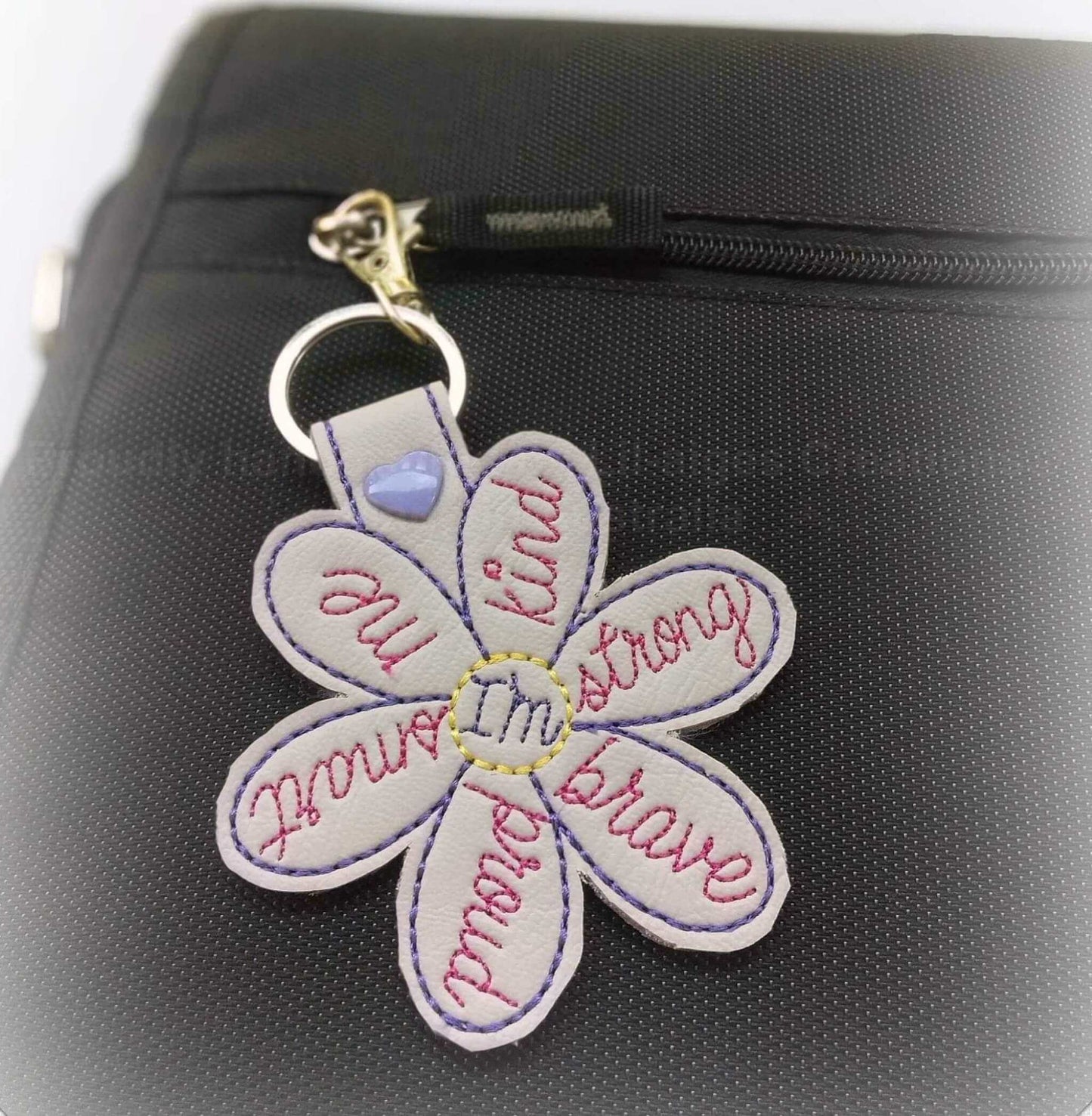 Affirmation Flower Keychain, Key Fob, Ready to Ship, Made in Australia - Lil-aiges Creations - Quality Australian-made Gifts