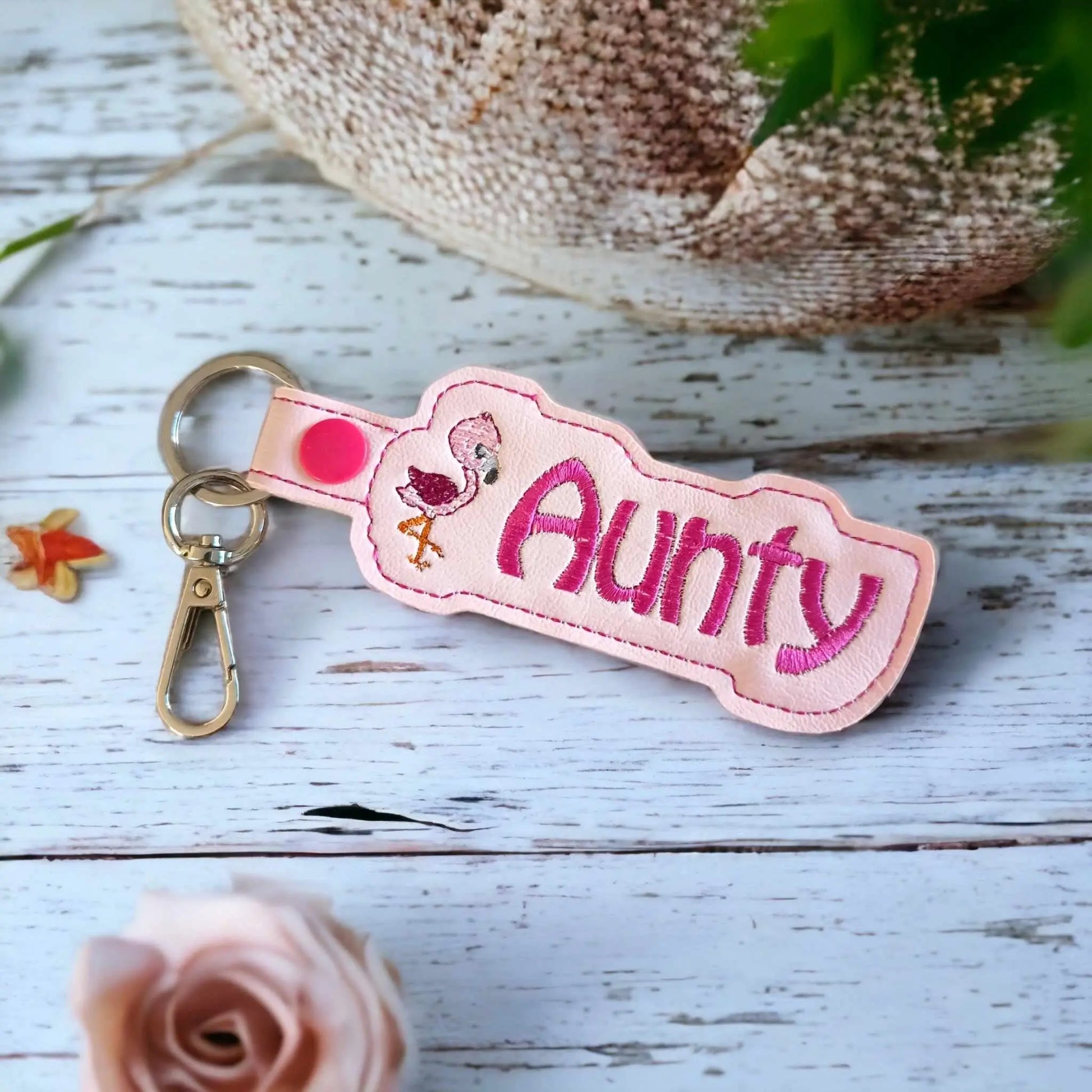 Unique Aunty Flamingo Themed Pink Keychain keyring - made in Australia