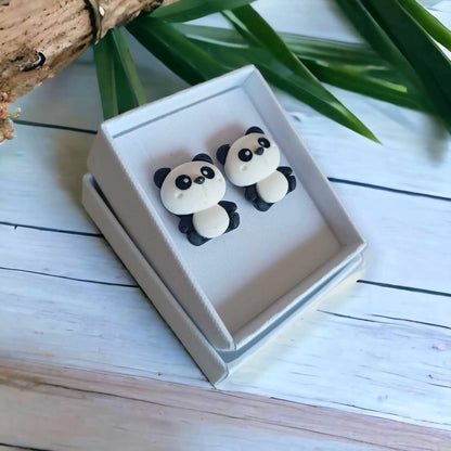Black and White Panda Resin Earrings | Ready to Ship