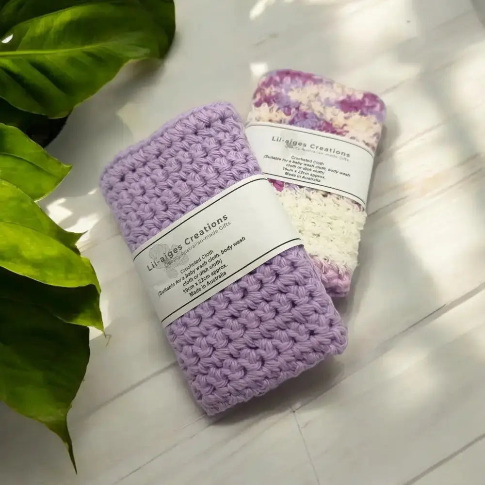Handcrafted Purple Crocheted Wash Cloths, Zero Waste Kitchen Must Have, Pure Cotton, Made in Australia