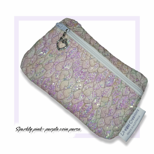 READY TO POST - Pink faux lace themed vinyl coin purse, made in Australia - Lil-aiges Creations - Quality Australian-made Gifts