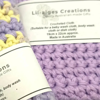 Handcrafted Purple Crocheted Wash Cloths, Zero Waste Kitchen Must Have, Pure Cotton, Made in Australia