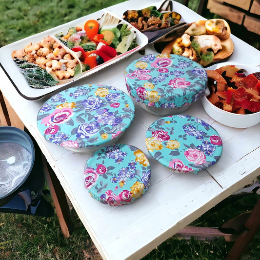 Reusable Floral Fabric Bowl Covers with Food Safe Linings