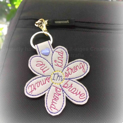 Affirmation Flower Keychain - Key Fob - Ready to Ship - Made in Australia - Image #2