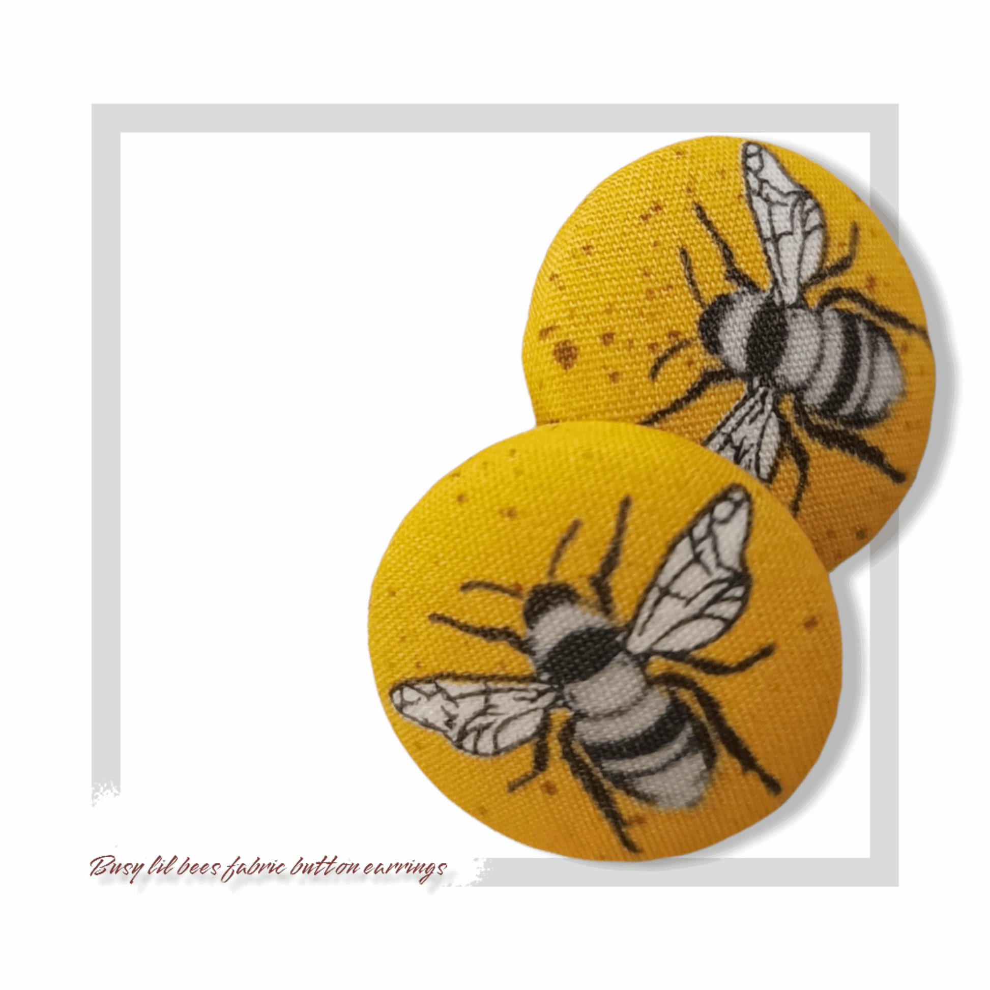 Colourful bee themed fabric button earrings - Lil-aiges Creations - Quality Australian-made Gifts