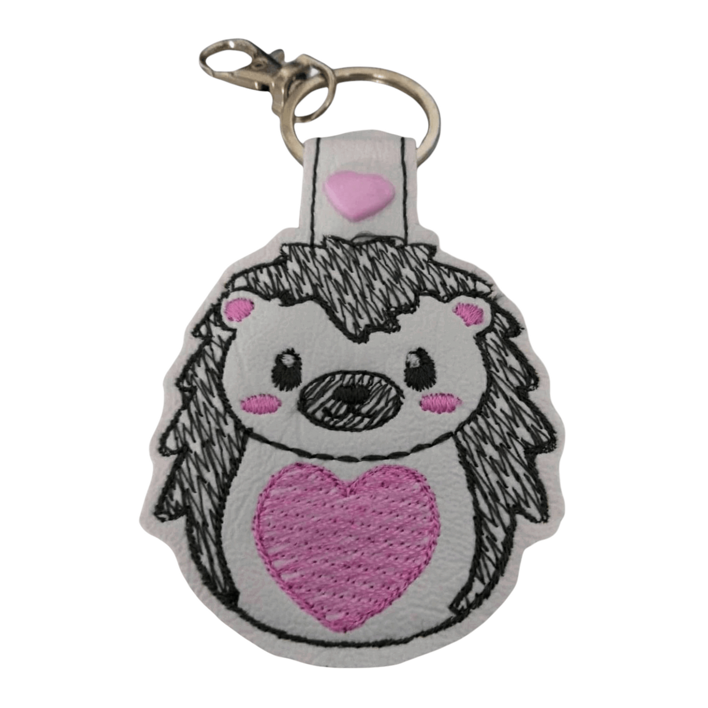 Hedgehog with Pink Heart Keychain, cute bag tag, made in Australia - Lil-aiges Creations - Quality Australian-made Gifts