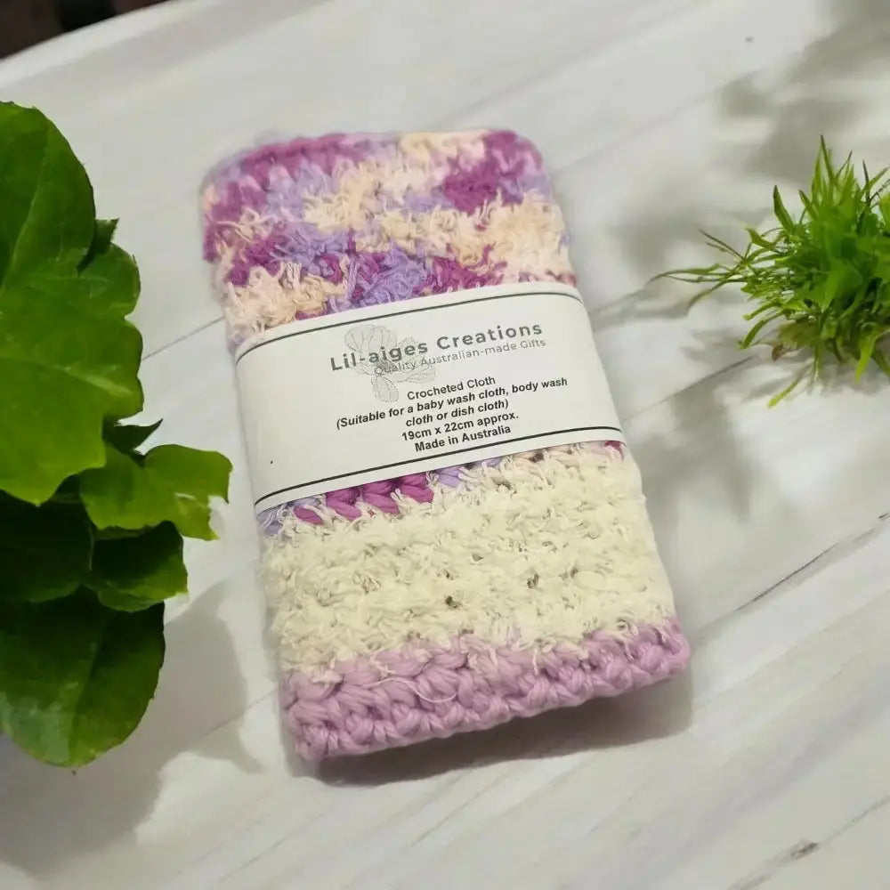 Handcrafted Purple Crocheted Wash Cloths, Zero Waste Kitchen Must Have, Pure Cotton, Made in Australia