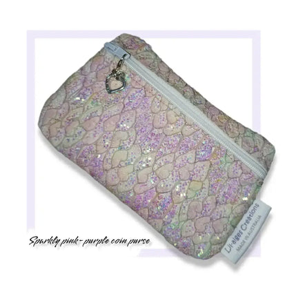 READY TO POST - Pink faux lace themed vinyl coin purse, made in Australia - Image #1
