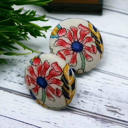 LIberty Fabrics Merchant's Tree floral themed fabric button earrings - Image #6