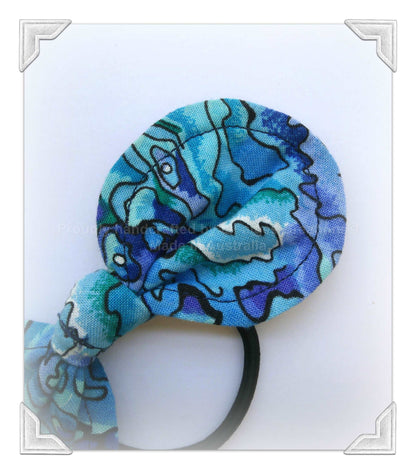 Hair ties, paua shell fabric knot bow hair ties, available now, Australian made - Lil-aiges Creations - Quality Australian-made Gifts