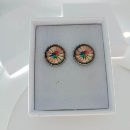 Colourful pencil themed earrings - 2 pairs gift boxed, made in Australia - Lil-aiges Creations - Quality Australian-made Gifts
