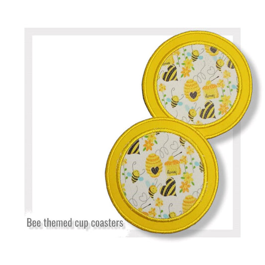 Bee themed vinyl coasters, made in Australia - Lil-aiges Creations - Quality Australian-made Gifts