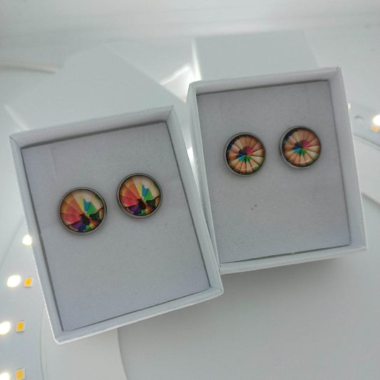 Colourful pencil themed earrings - 2 pairs gift boxed, made in Australia - Lil-aiges Creations - Quality Australian-made Gifts