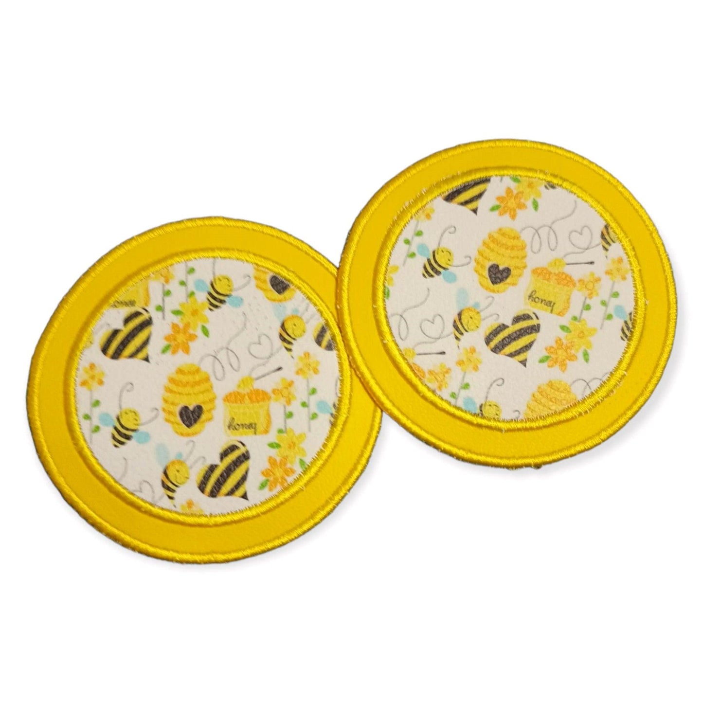Bee themed vinyl coasters, made in Australia - Lil-aiges Creations - Quality Australian-made Gifts